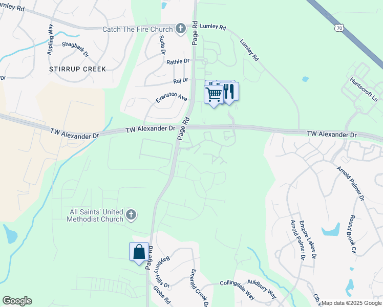 map of restaurants, bars, coffee shops, grocery stores, and more near 200 Chattahoochee Street in Morrisville