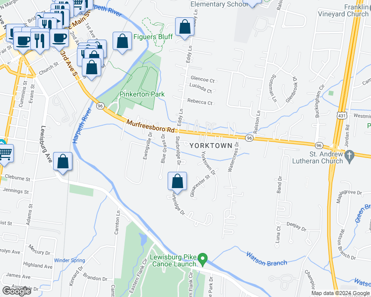 map of restaurants, bars, coffee shops, grocery stores, and more near 209 Asheboro Place in Franklin