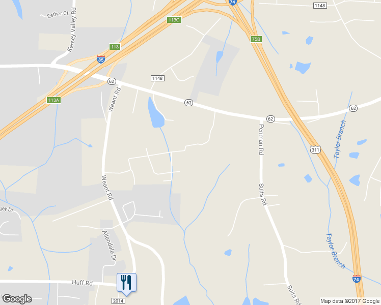 map of restaurants, bars, coffee shops, grocery stores, and more near 6401 Staffordshire Drive in High Point