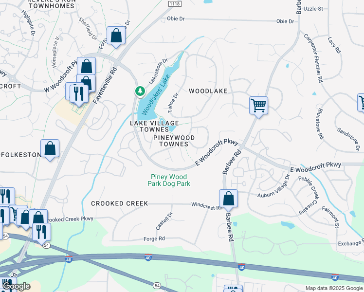 map of restaurants, bars, coffee shops, grocery stores, and more near 1 Drummond Court in Durham