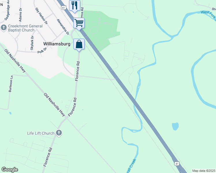 map of restaurants, bars, coffee shops, grocery stores, and more near 4500 Singer Road in Murfreesboro