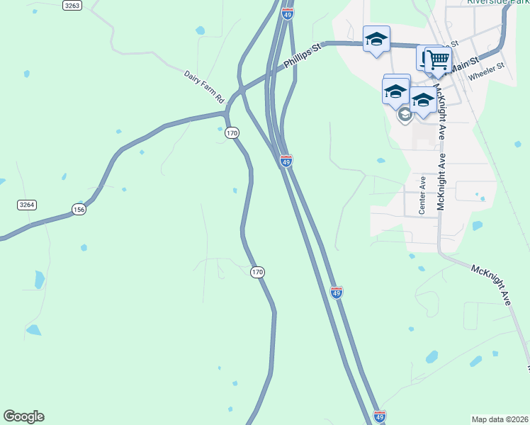 map of restaurants, bars, coffee shops, grocery stores, and more near 13580 Arkansas 170 in West Fork