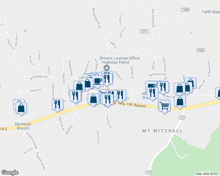 map of restaurants, bars, coffee shops, grocery stores, and more near 109 Town Square in Burnsville