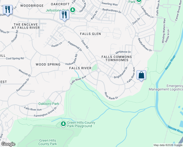 map of restaurants, bars, coffee shops, grocery stores, and more near 10440 Cokesbury Lane in Raleigh
