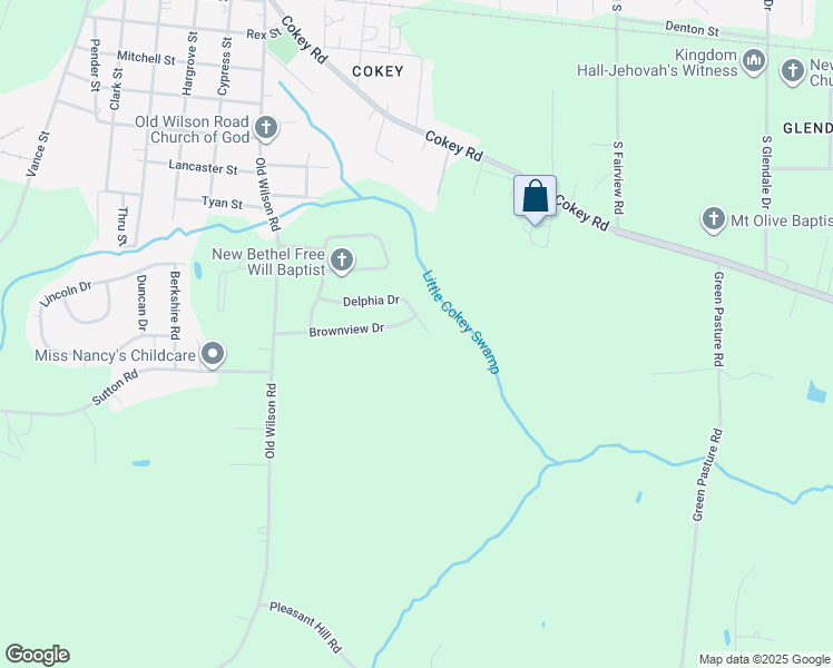 map of restaurants, bars, coffee shops, grocery stores, and more near 1205 Delphia Drive in Rocky Mount