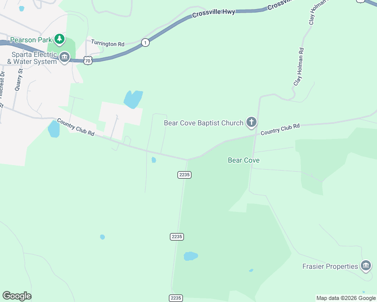 map of restaurants, bars, coffee shops, grocery stores, and more near 1272 Country Club Road in Sparta