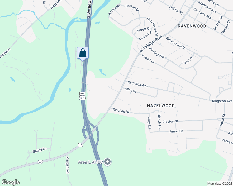 map of restaurants, bars, coffee shops, grocery stores, and more near 2620 West Raleigh Boulevard in Rocky Mount