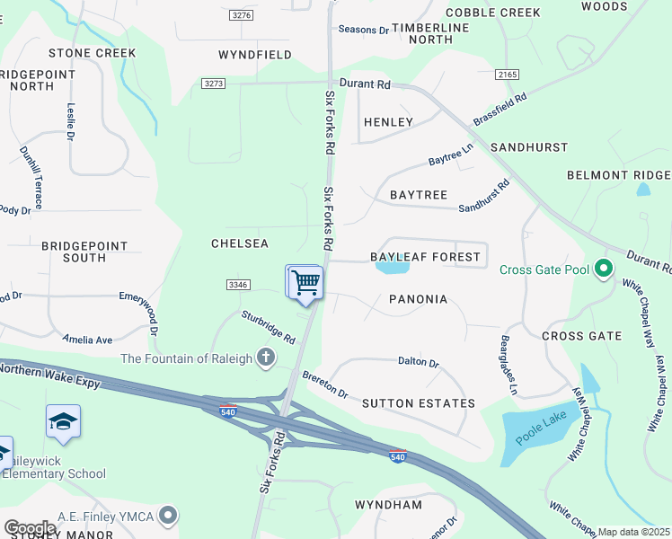 map of restaurants, bars, coffee shops, grocery stores, and more near 229 Bayleaf Drive in Raleigh