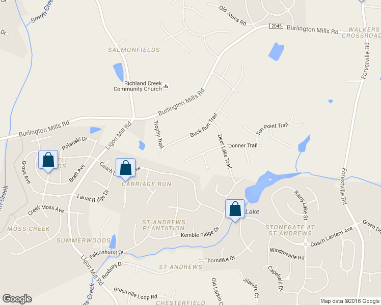 map of restaurants, bars, coffee shops, grocery stores, and more near 3313 Donner Trail in Wake Forest