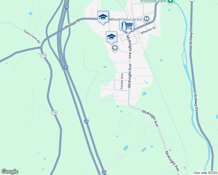 map of restaurants, bars, coffee shops, grocery stores, and more near 348 Hidden Creek Place in West Fork