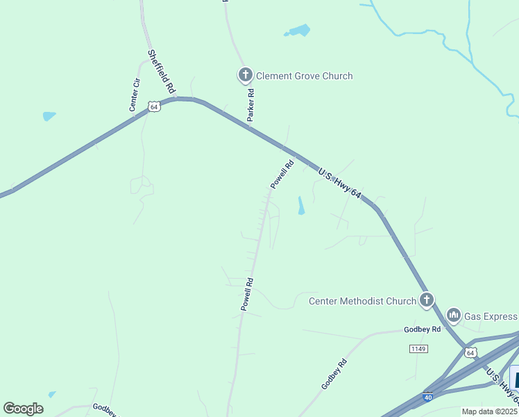 map of restaurants, bars, coffee shops, grocery stores, and more near 190 Powell Road in Mocksville