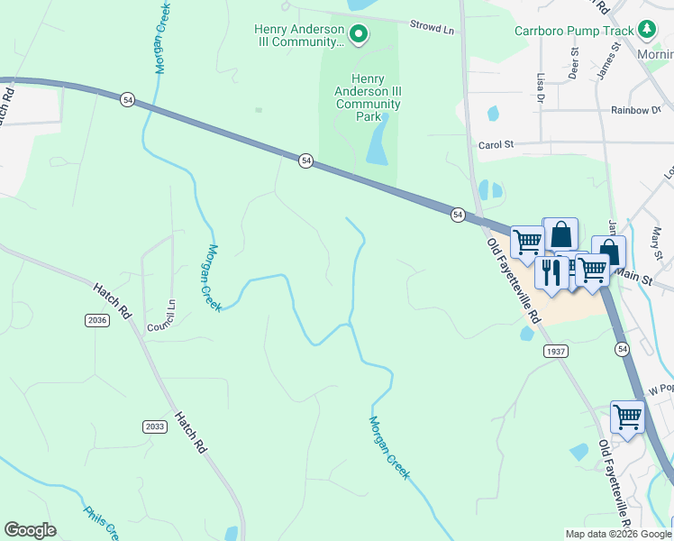 map of restaurants, bars, coffee shops, grocery stores, and more near 131 Lavenia Lane in Chapel Hill