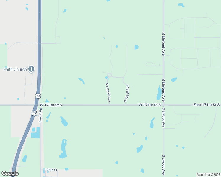 map of restaurants, bars, coffee shops, grocery stores, and more near 16989 South 110th East Avenue in Bixby