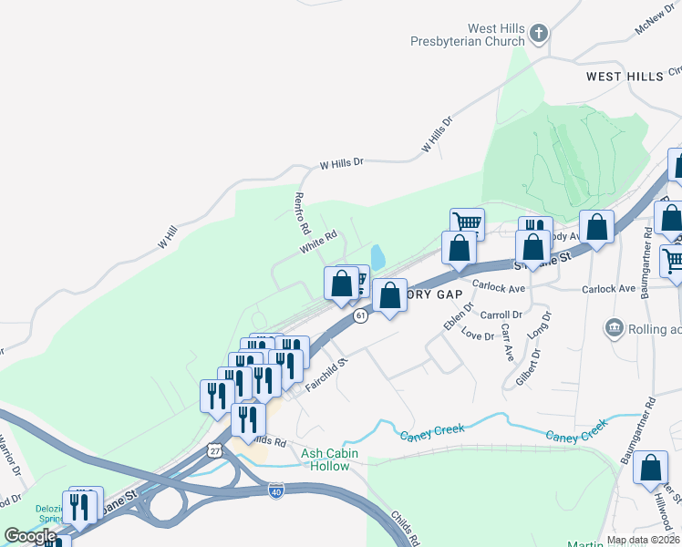 map of restaurants, bars, coffee shops, grocery stores, and more near 822 Renfro Road in Harriman