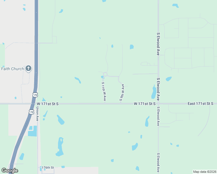 map of restaurants, bars, coffee shops, grocery stores, and more near 16989 South 110th East Avenue in Bixby