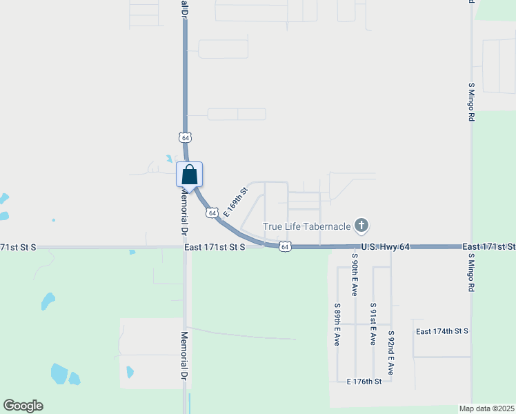map of restaurants, bars, coffee shops, grocery stores, and more near 11927 South 85th East Avenue in Bixby