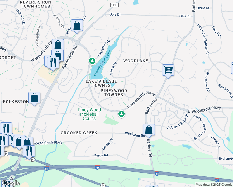 map of restaurants, bars, coffee shops, grocery stores, and more near 2 Lure Court in Durham