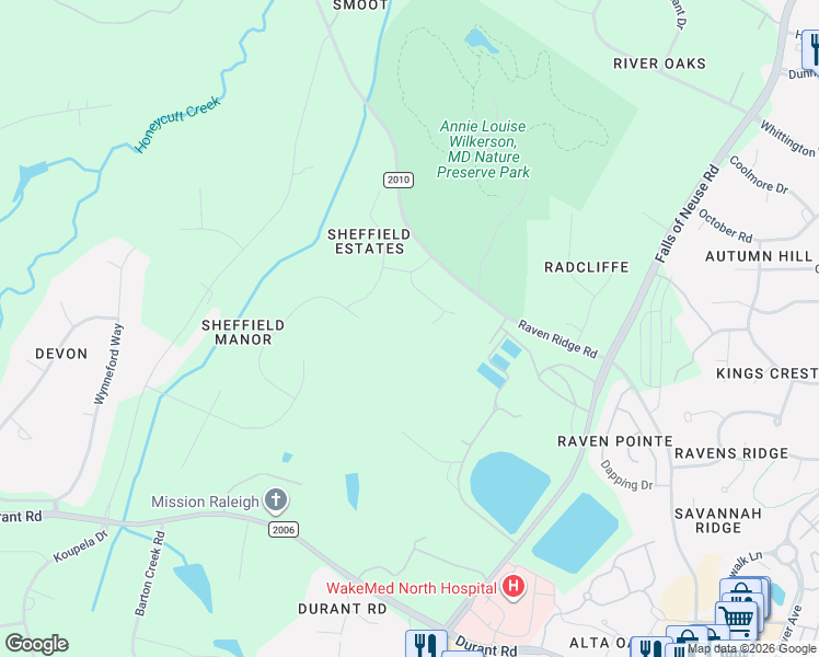 map of restaurants, bars, coffee shops, grocery stores, and more near 4900 Oakmoor Court in Raleigh