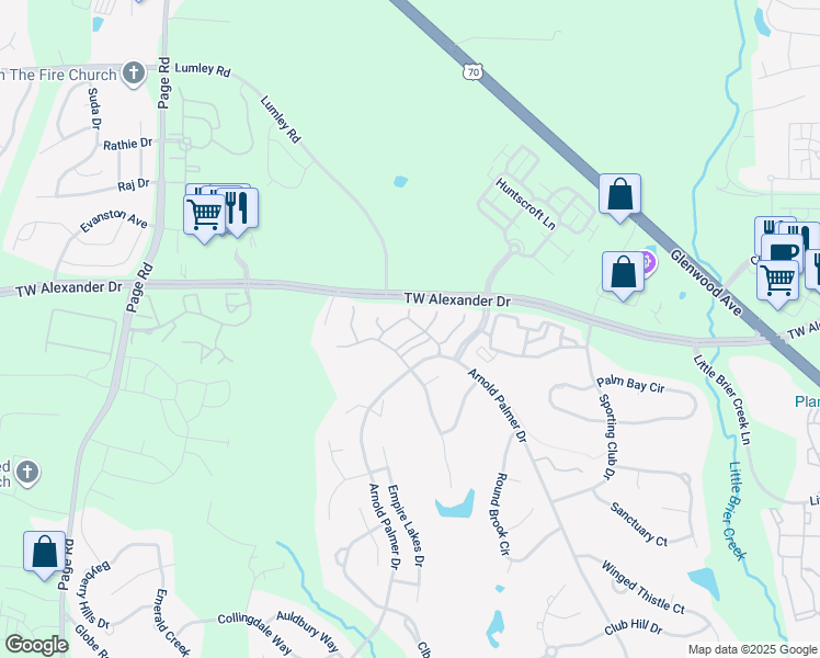 map of restaurants, bars, coffee shops, grocery stores, and more near 9508 Vira Drive in Raleigh