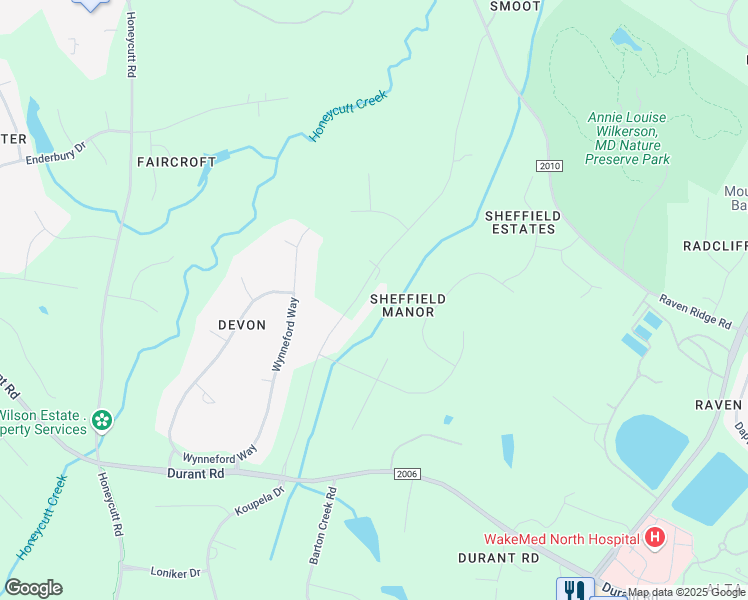 map of restaurants, bars, coffee shops, grocery stores, and more near 9816 Koupela Drive in Raleigh