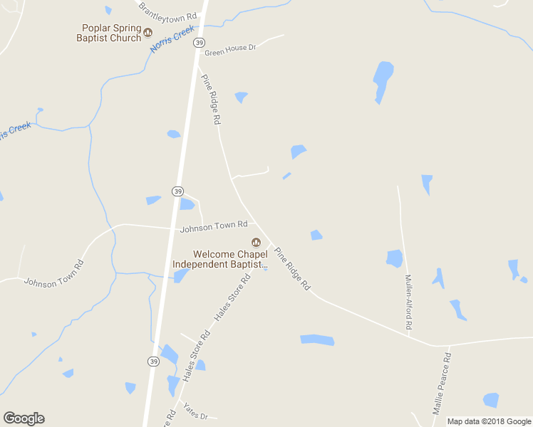 map of restaurants, bars, coffee shops, grocery stores, and more near 279 Pine Ridge Road in Zebulon