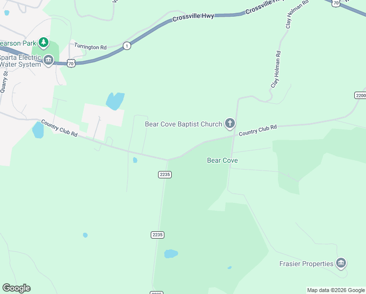 map of restaurants, bars, coffee shops, grocery stores, and more near 1272-1590 Country Club Road in Sparta