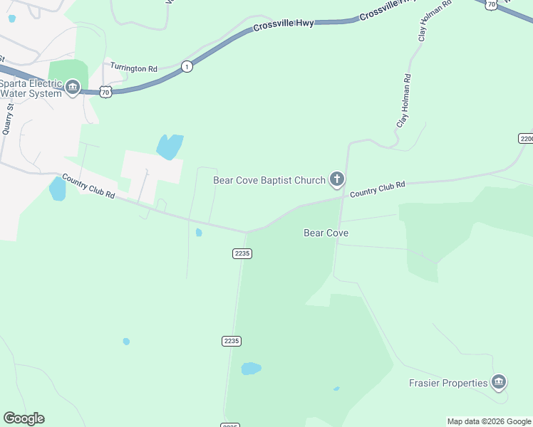 map of restaurants, bars, coffee shops, grocery stores, and more near 1256 Country Club Road in Sparta