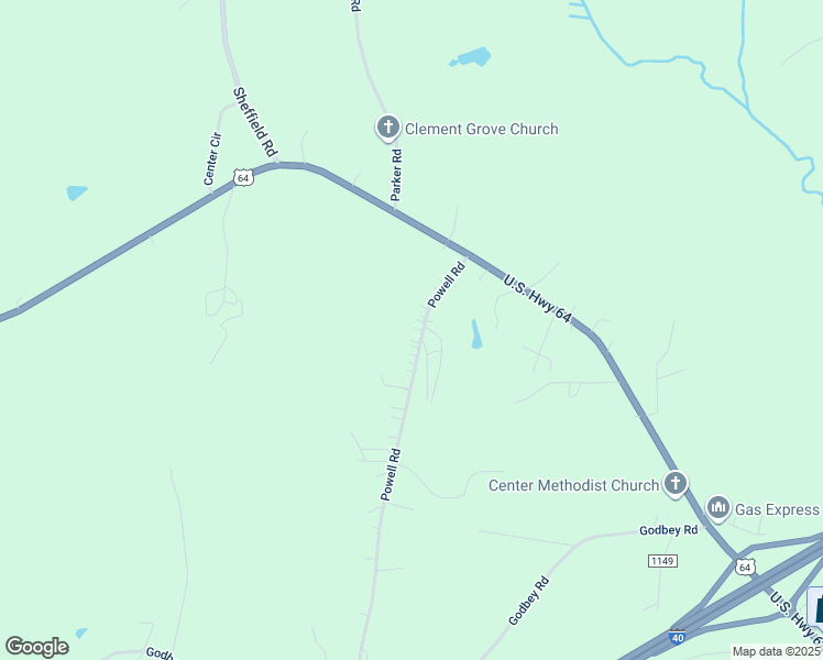 map of restaurants, bars, coffee shops, grocery stores, and more near 190 Powell Road in Mocksville