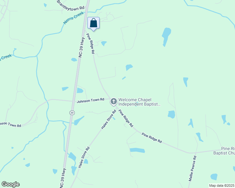 map of restaurants, bars, coffee shops, grocery stores, and more near 279 Pine Ridge Road in Zebulon