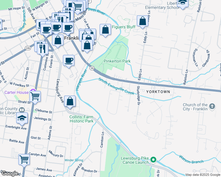 map of restaurants, bars, coffee shops, grocery stores, and more near in Williamson County