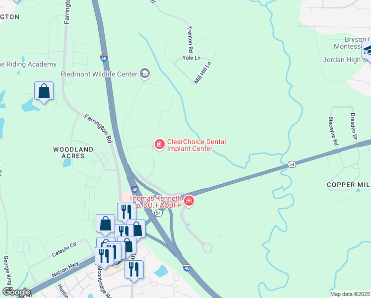 map of restaurants, bars, coffee shops, grocery stores, and more near 282 Leigh Farm Road in Durham