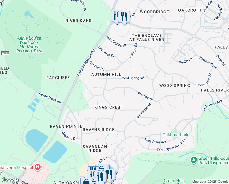 map of restaurants, bars, coffee shops, grocery stores, and more near 1408 Wescott Drive in Raleigh
