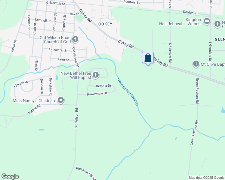 map of restaurants, bars, coffee shops, grocery stores, and more near 1205 Delphia Dr in Rocky Mt