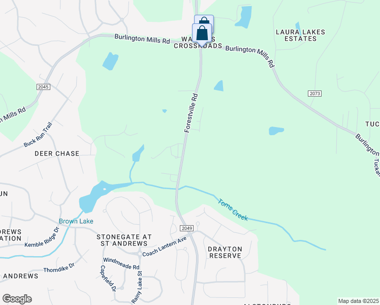 map of restaurants, bars, coffee shops, grocery stores, and more near 2001 Forestville Road in Wake Forest