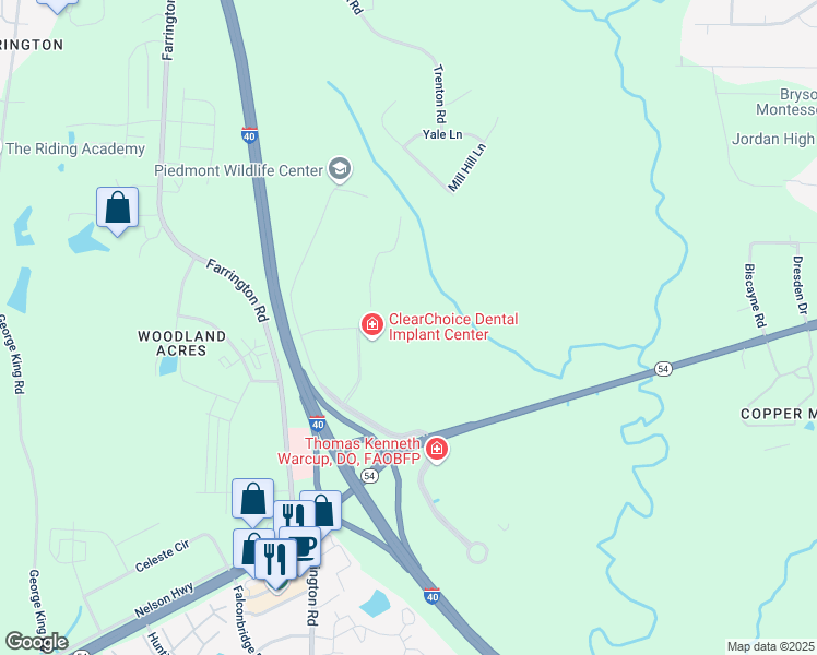 map of restaurants, bars, coffee shops, grocery stores, and more near 282 Leigh Farm Road in Durham