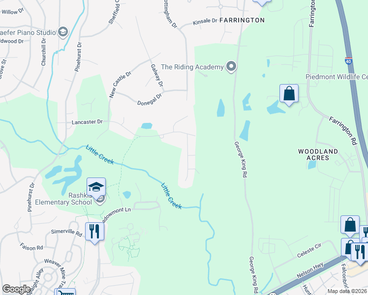 map of restaurants, bars, coffee shops, grocery stores, and more near 200 Helmsdale Drive in Chapel Hill