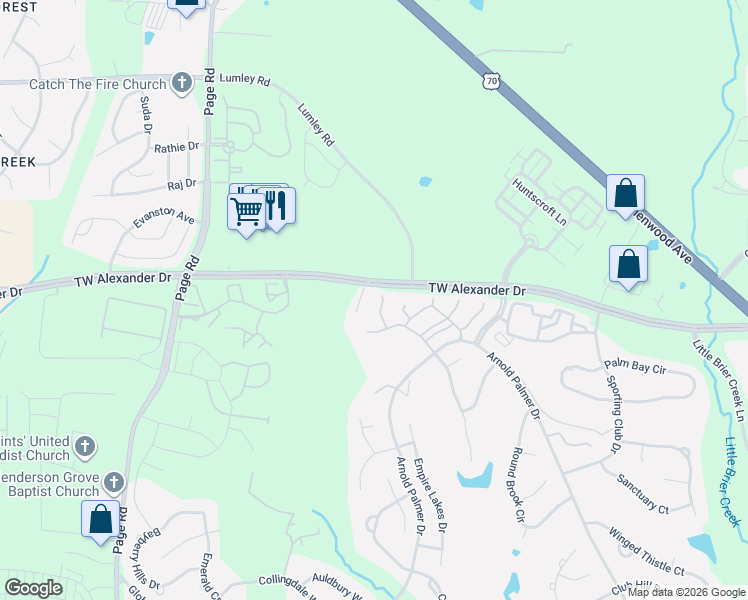 map of restaurants, bars, coffee shops, grocery stores, and more near 9504 Dellbrook Court in Raleigh