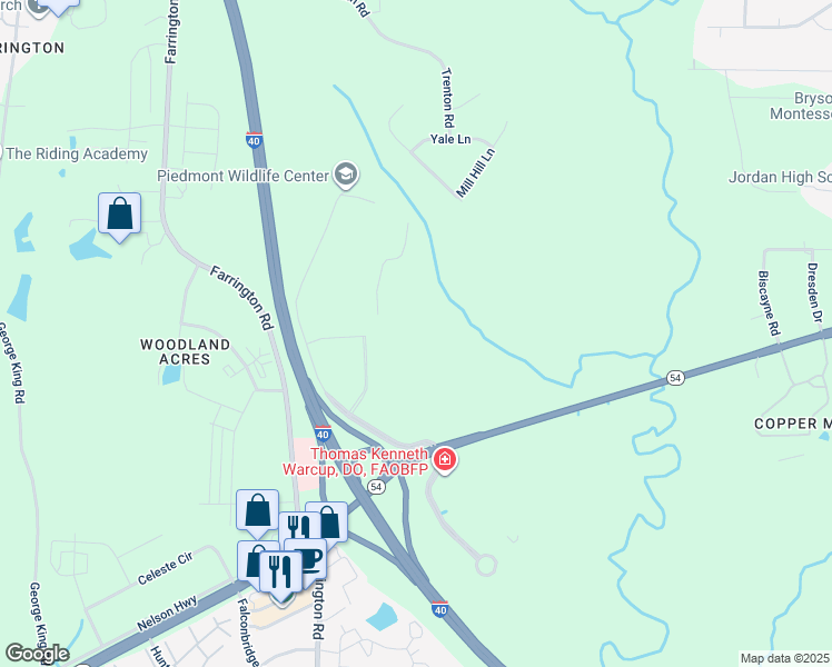 map of restaurants, bars, coffee shops, grocery stores, and more near 270 Leigh Farm Road in Durham