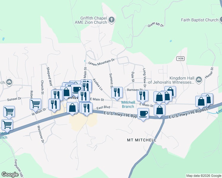 map of restaurants, bars, coffee shops, grocery stores, and more near 34 Summit Street in Burnsville