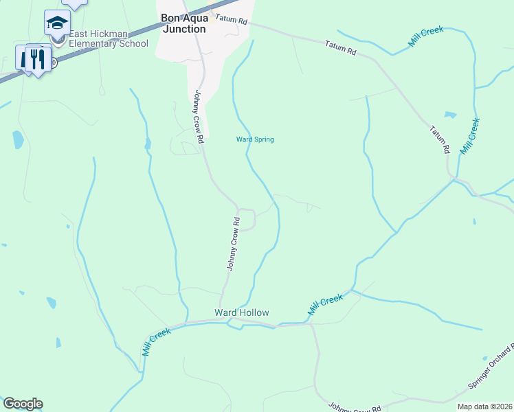 map of restaurants, bars, coffee shops, grocery stores, and more near 9530 Brookside Drive in Lyles