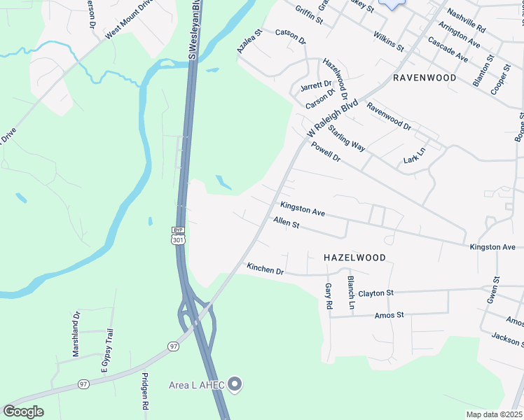 map of restaurants, bars, coffee shops, grocery stores, and more near 2448 West Raleigh Boulevard in Rocky Mount