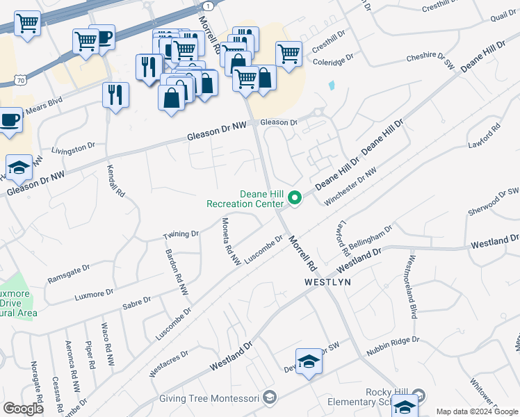 map of restaurants, bars, coffee shops, grocery stores, and more near 430 Morrell Road in Knoxville