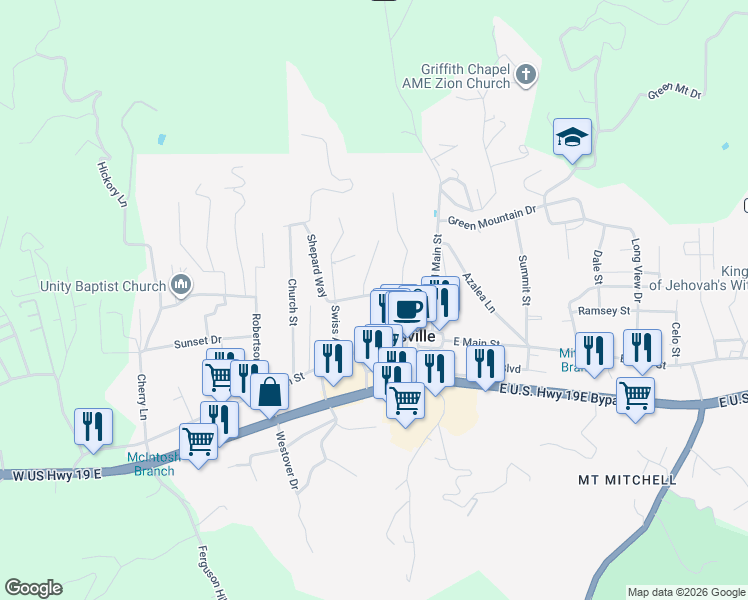 map of restaurants, bars, coffee shops, grocery stores, and more near 114 Glendale Avenue in Burnsville