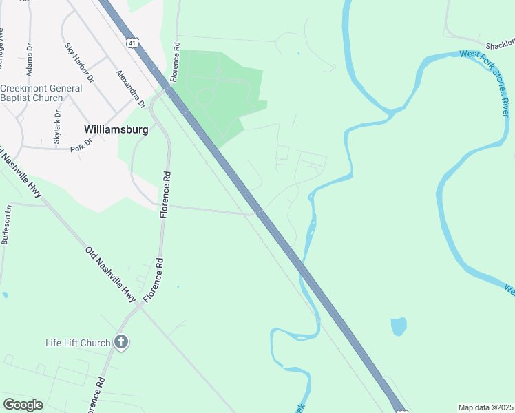 map of restaurants, bars, coffee shops, grocery stores, and more near 5030 Northwest Broad Street in Murfreesboro