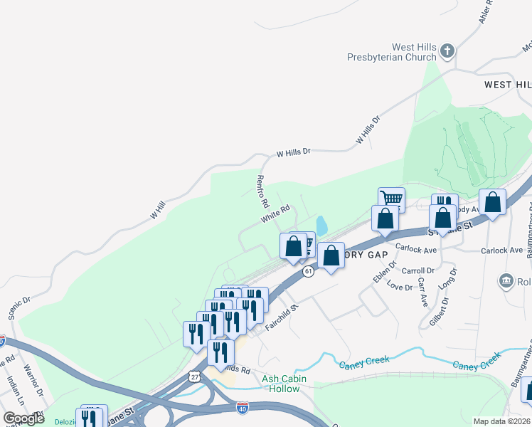 map of restaurants, bars, coffee shops, grocery stores, and more near 822 Renfro Road in Harriman