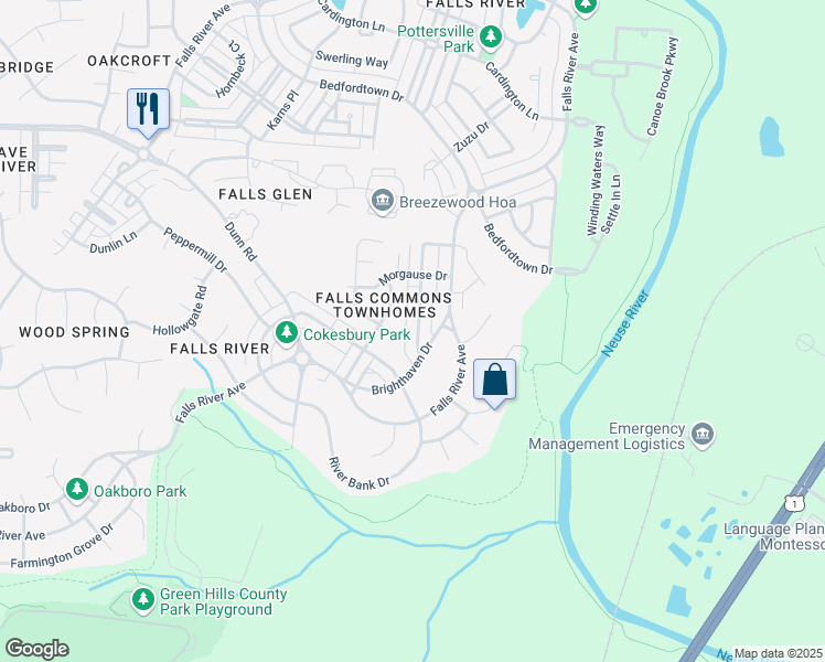 map of restaurants, bars, coffee shops, grocery stores, and more near 10837 Connally Lane in Raleigh