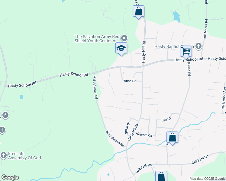map of restaurants, bars, coffee shops, grocery stores, and more near 22 Roselynn Lane in Thomasville