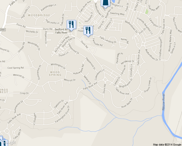 map of restaurants, bars, coffee shops, grocery stores, and more near 2212 Saltree Place in Raleigh