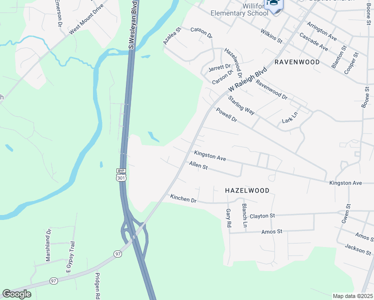 map of restaurants, bars, coffee shops, grocery stores, and more near 2550 West Raleigh Boulevard in Rocky Mount