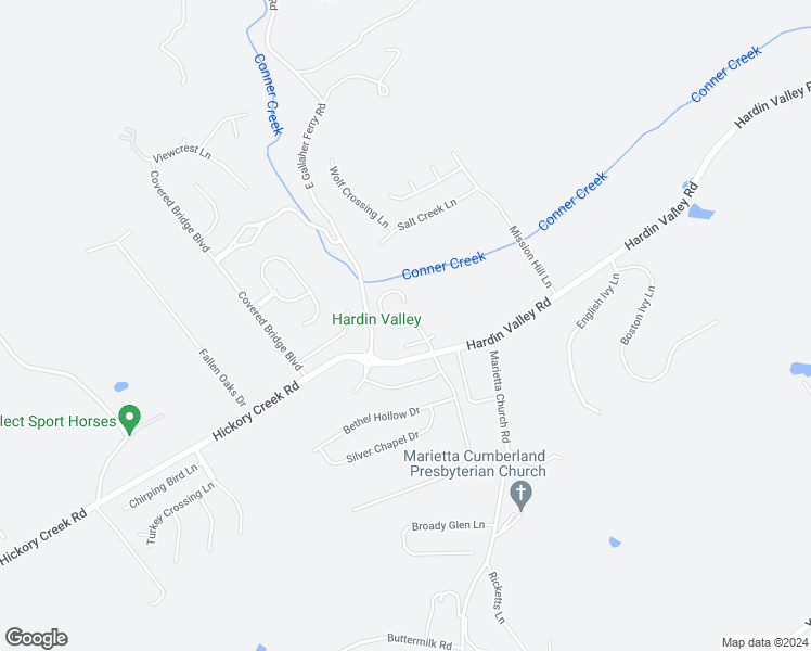 map of restaurants, bars, coffee shops, grocery stores, and more near Muddy Creek Lane in Knoxville